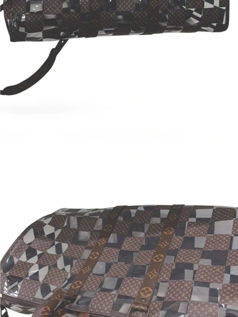Louis Vuitton Brown and Beige Monogram Chess Keepall Bandouliere 50